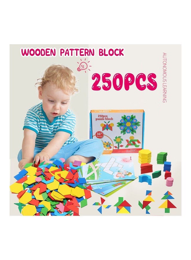 250-Piece Wooden Tangram Geometry Puzzles - Image 2