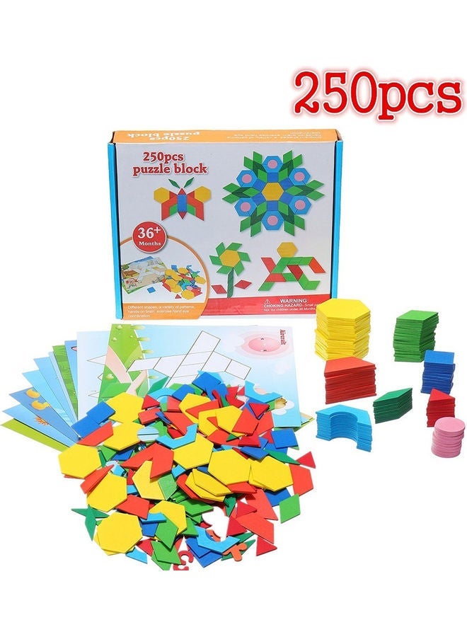 250-Piece Wooden Tangram Geometry Puzzles - Image 1