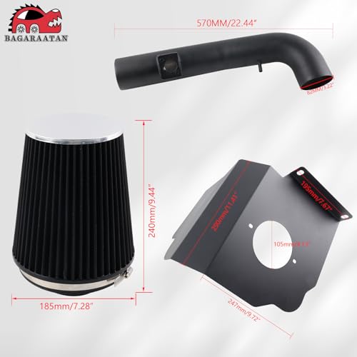 BAGARAATAN Cold Air Intake System & Heat Shield Compatible with 2009-2014 Chevy Silverado GMC Sierra 1500 4.8L/5.3L/6.0L/6.2L V8 High Flow Air Filter Kit, Improved Horsepower & Throttle Response-10543 - Image 5