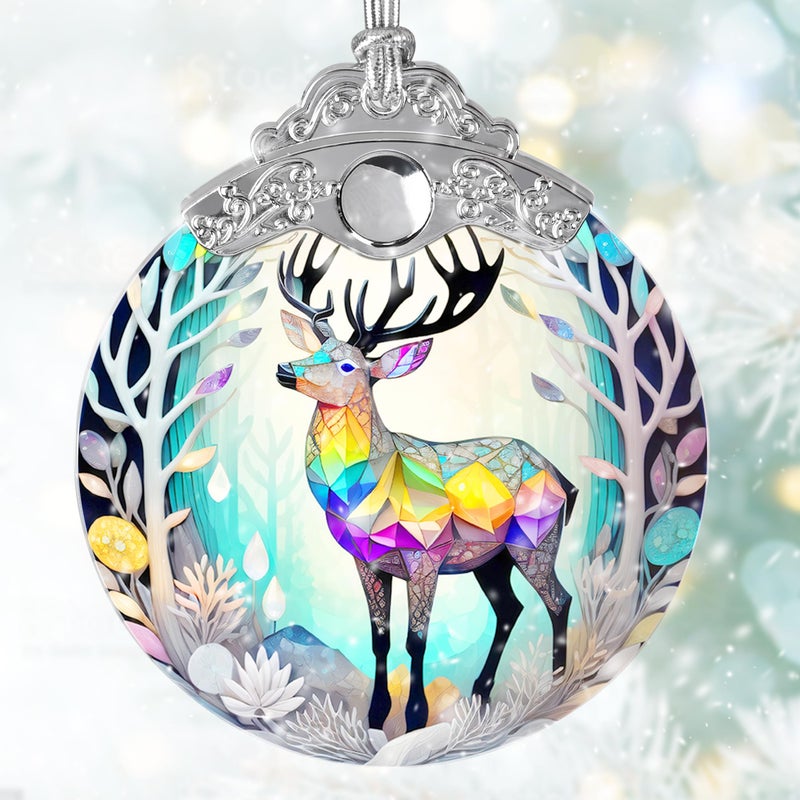 Jocidea الزجاج الملون Suncatcher Jocidea deer زخرفة عيد الميلاد الحلي العطلات الحلي الشجرة عيد الميلاد ديكور ديكور ديكور للهدية الغزلان المنزل - Image 2