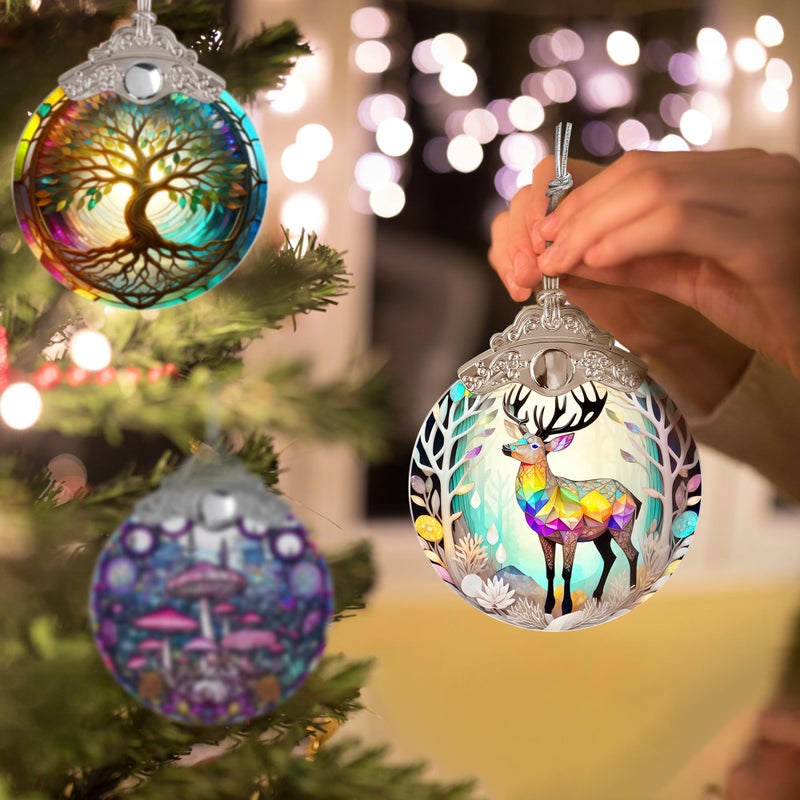Jocidea الزجاج الملون Suncatcher Jocidea deer زخرفة عيد الميلاد الحلي العطلات الحلي الشجرة عيد الميلاد ديكور ديكور ديكور للهدية الغزلان المنزل - Image 5