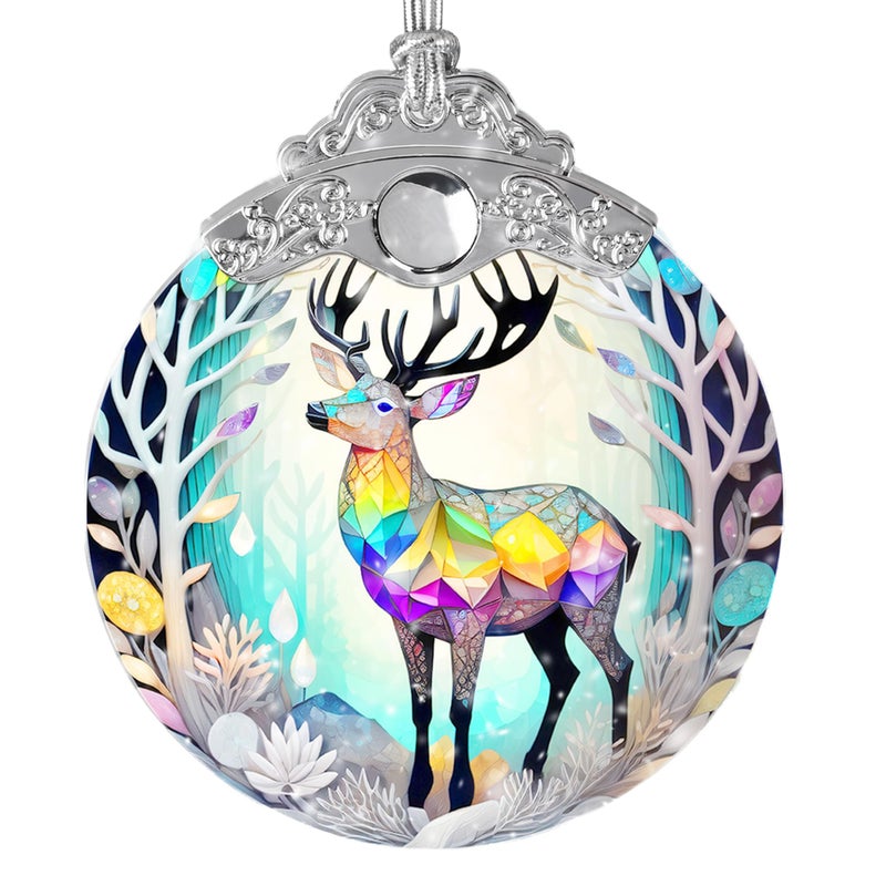 Jocidea الزجاج الملون Suncatcher Jocidea deer زخرفة عيد الميلاد الحلي العطلات الحلي الشجرة عيد الميلاد ديكور ديكور ديكور للهدية الغزلان المنزل - Image 1