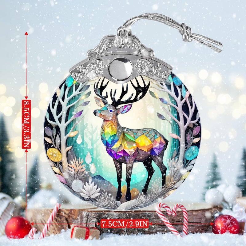 Jocidea الزجاج الملون Suncatcher Jocidea deer زخرفة عيد الميلاد الحلي العطلات الحلي الشجرة عيد الميلاد ديكور ديكور ديكور للهدية الغزلان المنزل - Image 4