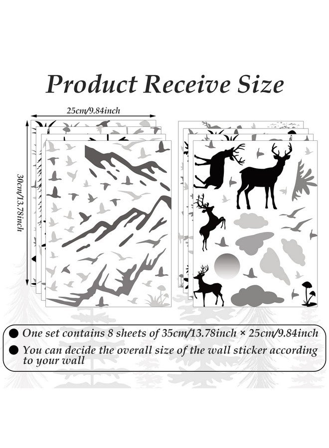 Teling 8 Pieces Winter Snowflake Wall Decals Stickers Dreamy Nursery Forest Woodland Trees Deer Pine Tree Wall Decals for Kids Room Winter Decor(Black, White, Gray) - Image 3