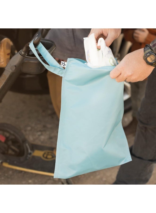 Tiny Twinkle Mess Proof Wet Bags | 2-Pack Reusable Waterproof Wet Bags for Swimsuits | Baby Clothes | Travel & Diaper Bag (Slate, Olive) - Image 3