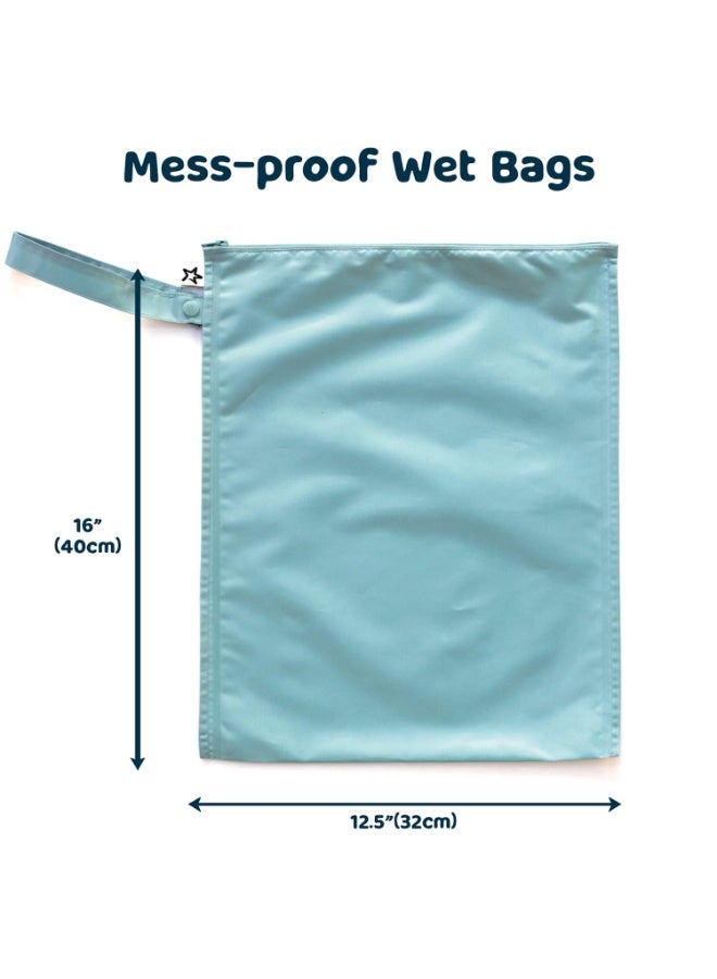 Tiny Twinkle Mess Proof Wet Bags | 2-Pack Reusable Waterproof Wet Bags for Swimsuits | Baby Clothes | Travel & Diaper Bag (Slate, Olive) - Image 5