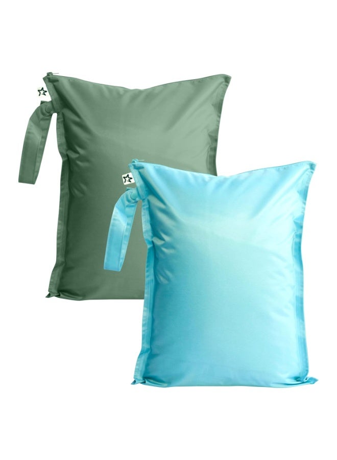 Tiny Twinkle Mess Proof Wet Bags | 2-Pack Reusable Waterproof Wet Bags for Swimsuits | Baby Clothes | Travel & Diaper Bag (Slate, Olive) - Image 1
