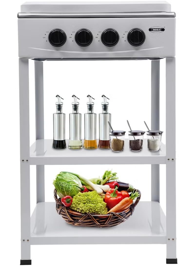 Olympia موقد تخييم محمول بـ 4 شعلات مع غطاء مضاد للرياح، رف تخزين بطبقتين وإشعال يدوي - شعلات غاز قابلة للتعديل، تصميم مدمج قابل للطي للطهي في الهواء الطلق، النزهات، رحلات RV - Image 1