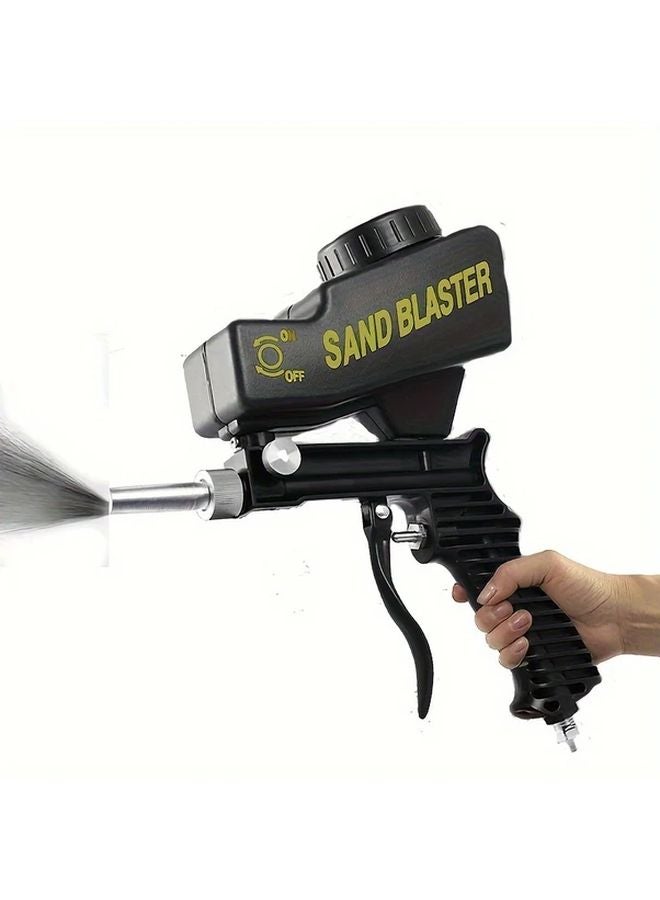 Black Gravity Fed Sandblaster Gun Kit Manual Air Powered Rust Oil Removal Tool - Image 4