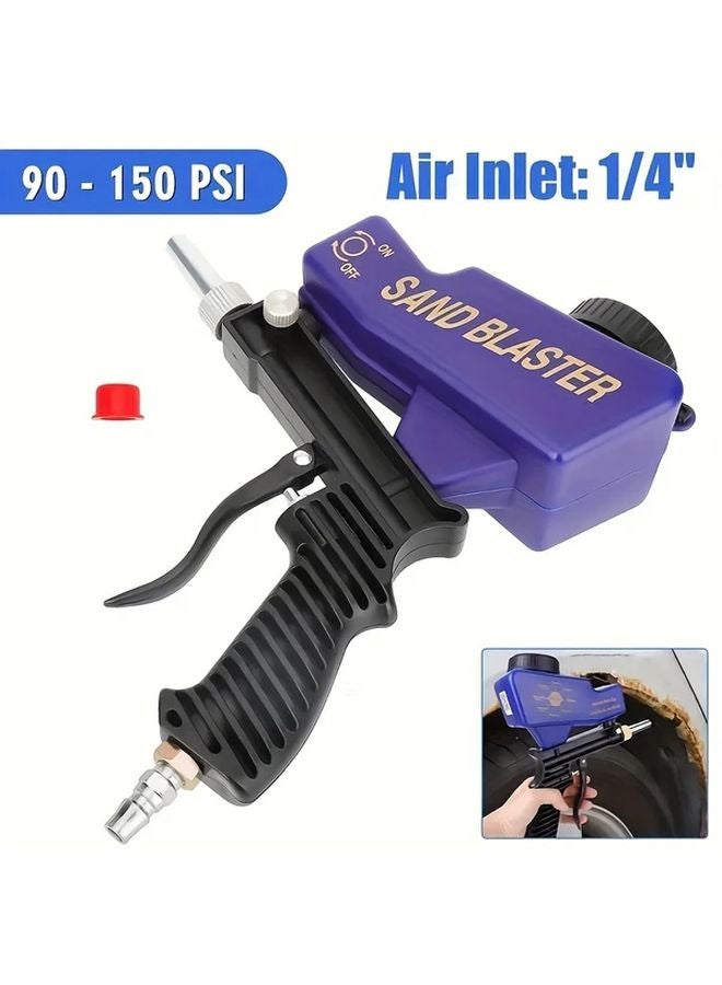 Black Gravity Fed Sandblaster Gun Kit Manual Air Powered Rust Oil Removal Tool - Image 5