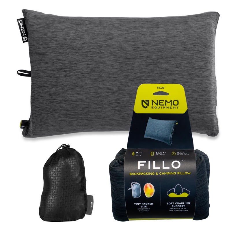 Nemo Equipment Fillo Backpacking & Camping Pillow - Black Pearl/Birch Bud - One Size - Image 1