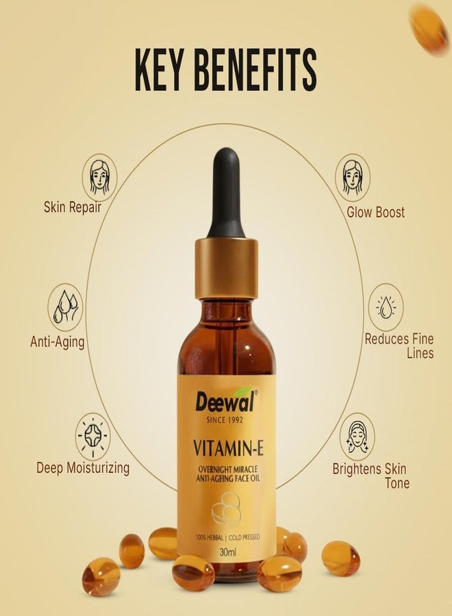 Deewal Vitamin E Face Oil | Anti-Aging & Brightening Face Oil for Glowing Skin | Cold-Pressed Oils for Skin Radiance & Dullness Removal | Face Oil for Men & Women - 100% Natural - Image 2