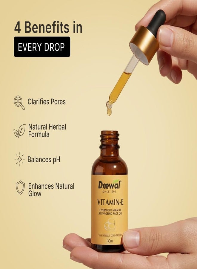 Deewal Vitamin E Face Oil | Anti-Aging & Brightening Face Oil for Glowing Skin | Cold-Pressed Oils for Skin Radiance & Dullness Removal | Face Oil for Men & Women - 100% Natural - Image 3