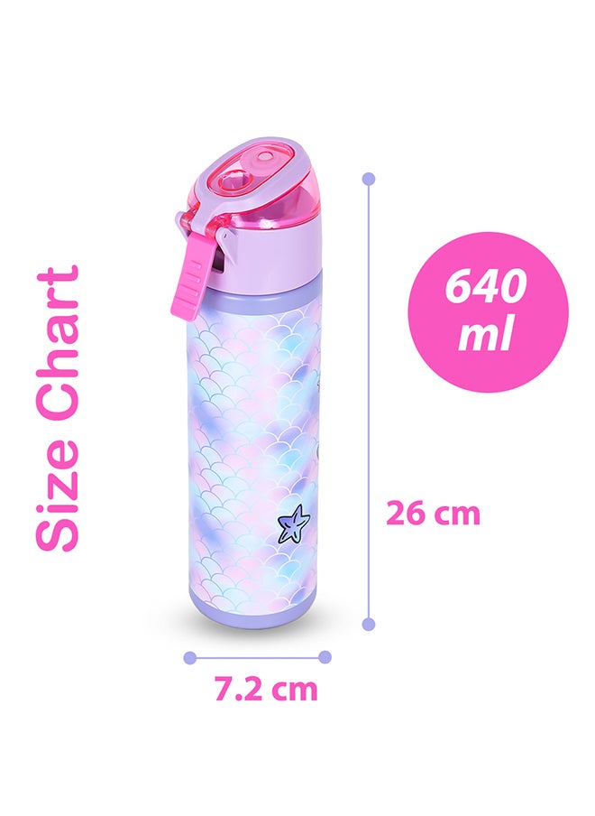 Eazy Kids Double Wall Insulated Steel Water Bottle With Spray Mermaid Pink, 640Ml  - Image 4