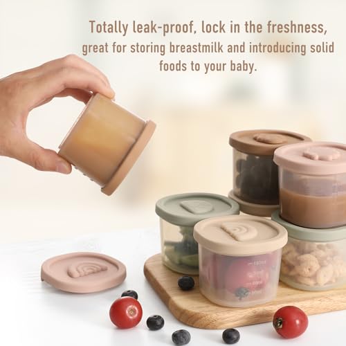 YIVEKO Baby Food Containers Silicone Baby Food Storage Containers for Infants and Toddlers Baby Food Jars Silicone Baby Food Container Freezer Safe Reusable Baby Food Containers with Lids 4PK - Image 2