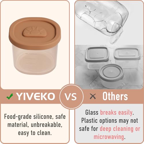 YIVEKO Baby Food Containers Silicone Baby Food Storage Containers for Infants and Toddlers Baby Food Jars Silicone Baby Food Container Freezer Safe Reusable Baby Food Containers with Lids 4PK - Image 5