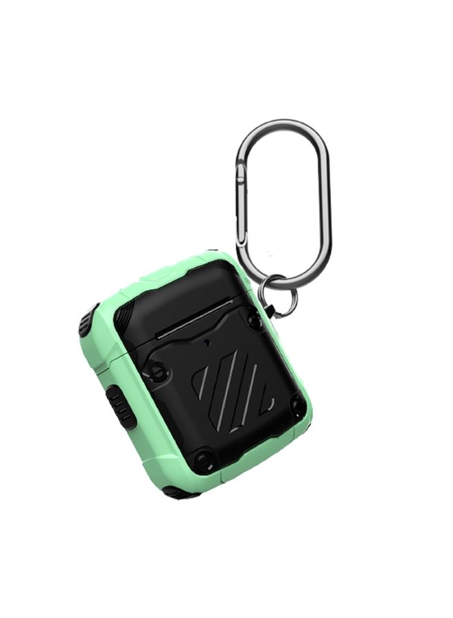 Raxoom Case Cover Wireless Earphones Three Defenses Transformers Second Generation Protective Case with Hook Up For AirPods 1/2 Green