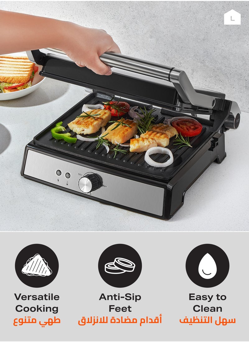 LAWAZIM - 4-Slice Sandwich/Panini Press & Grill Maker - 2000W - Non-Stick Plates, Adjustable Temperature Control, Dual Cooking Modes, 180° Open Grill, Oil Drip Tray, Cool-Touch Handle, Easy to Clean - Image 1