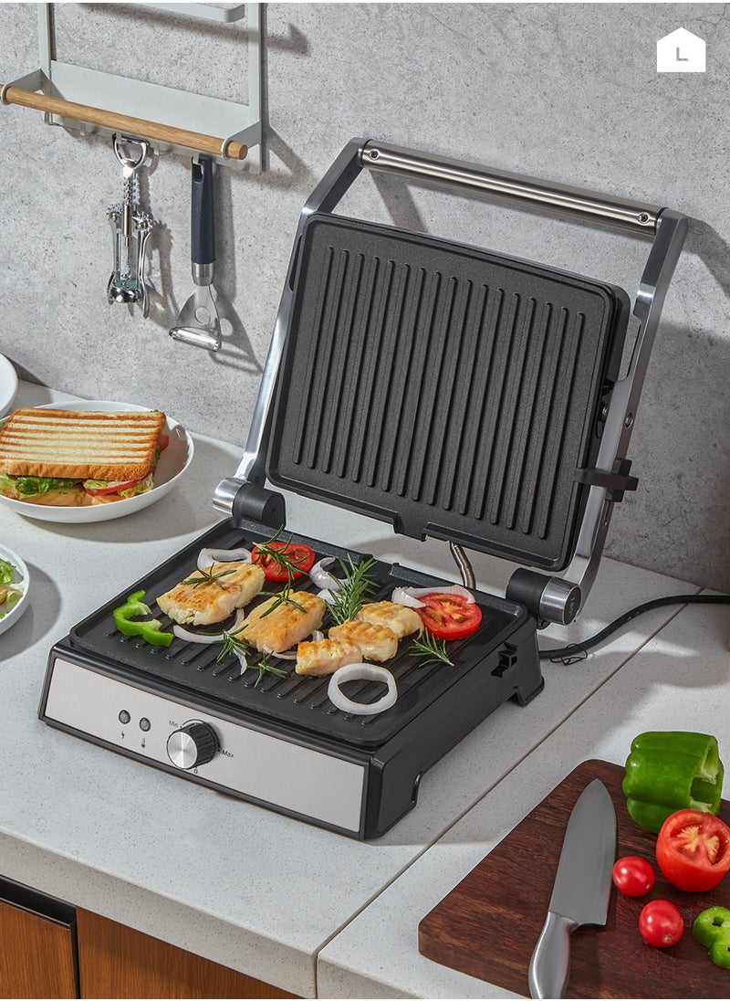 LAWAZIM - 4-Slice Sandwich/Panini Press & Grill Maker - 2000W - Non-Stick Plates, Adjustable Temperature Control, Dual Cooking Modes, 180° Open Grill, Oil Drip Tray, Cool-Touch Handle, Easy to Clean - Image 1
