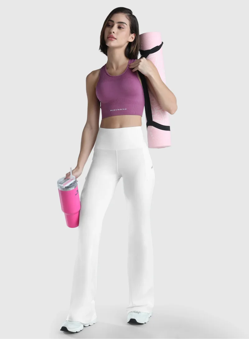 Musclemind white Women's High Waist Flare Pants for Women | Best Price UAE