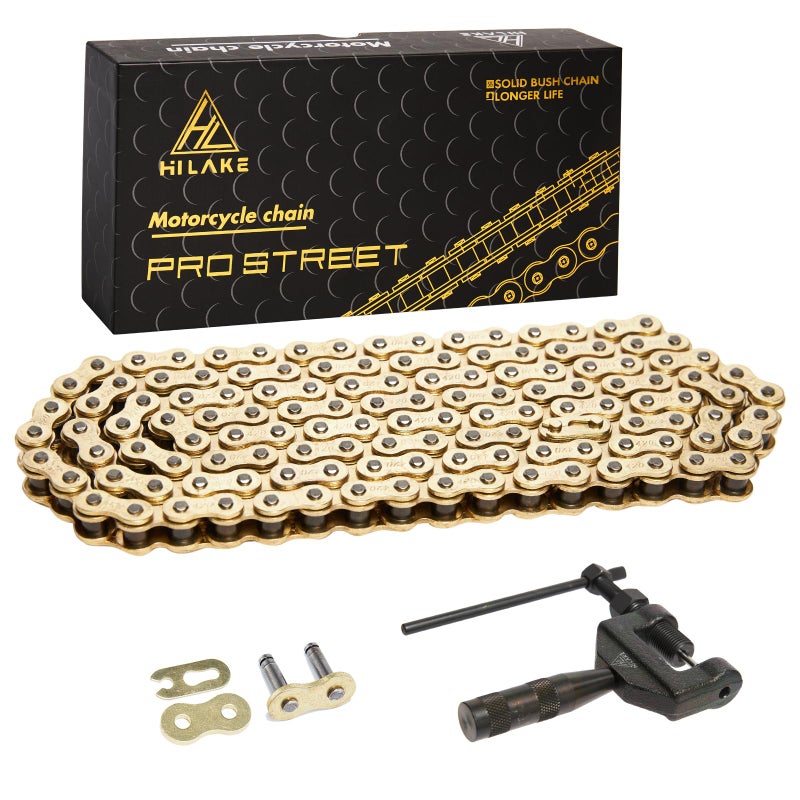HILAKE 420H Motorcycle Chain 132 Links Non O-Ring with Connecting Master Link and Chain Breaker Heavy Duty Drive Chain for Motorcycle Bicycle Go Kart Mini Trail Bike - Image 1