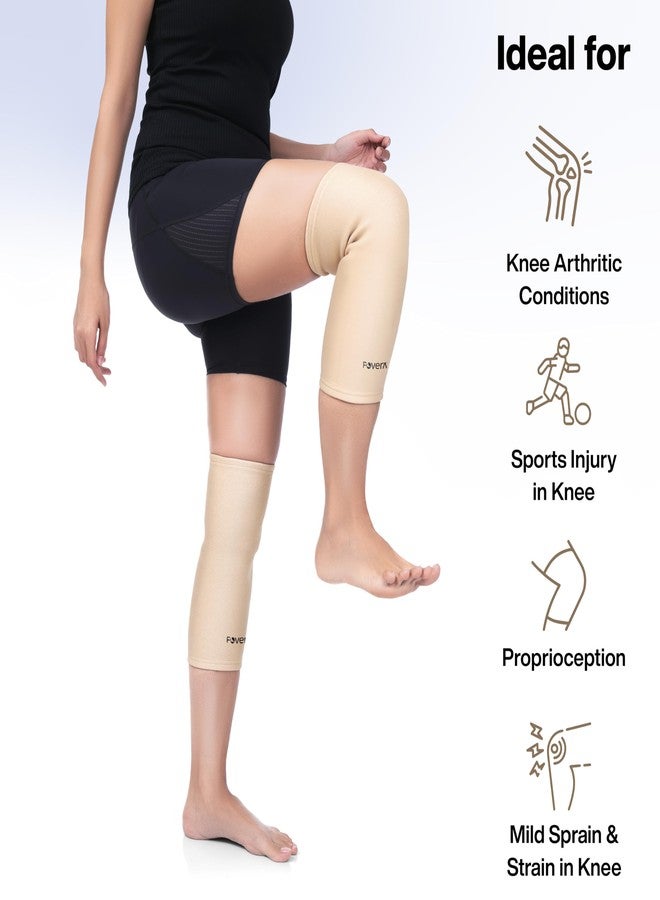 فوفيرا واقي ركبة FOVERA للرجال والنساء، كم ضاغط للركبة لتخفيف الألم | الدعم وتخفيف الألم أثناء ممارسة الرياضة، والتمارين الرياضية، والجري (المقاس - متوسط، زوج واحد) - Image 2