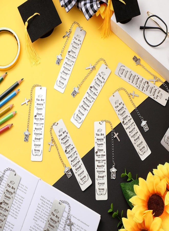 Skyygemm 12 Pcs Metal Graduation Inspirational Bible Verse Christian Bookmarks Cross Chain Class of 2026 Graduation Gifts Christian Religious Gifts for Him Her College High Middle School Students Grad - Image 2