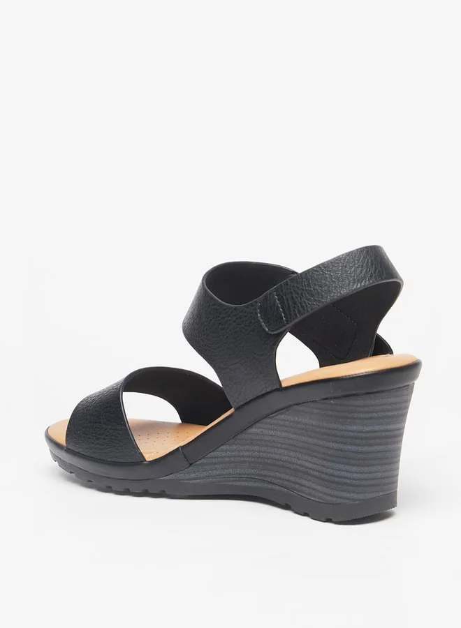 Le Confort Women's Strappy Wedge Heel Sandals with Hook and Loop Closure
