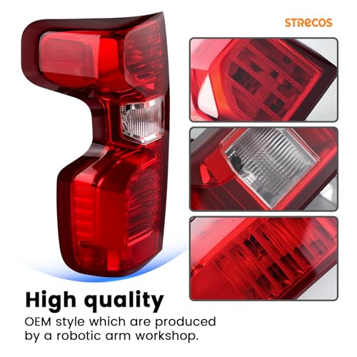 STRECOS Tail Light Compatible With 2019 2020 2021 2022 2023 2024 2025 2026 Chevy Silverado 1500 / 20-23 2500HD 3500HD Halogen Rear Brake Signal Taillights Replacement w/ Bulb & Harness (Left Driver Side) - Image 2