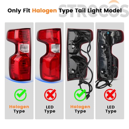 STRECOS Tail Light Compatible With 2019 2020 2021 2022 2023 2024 2025 2026 Chevy Silverado 1500 / 20-23 2500HD 3500HD Halogen Rear Brake Signal Taillights Replacement w/ Bulb & Harness (Left Driver Side) - Image 5