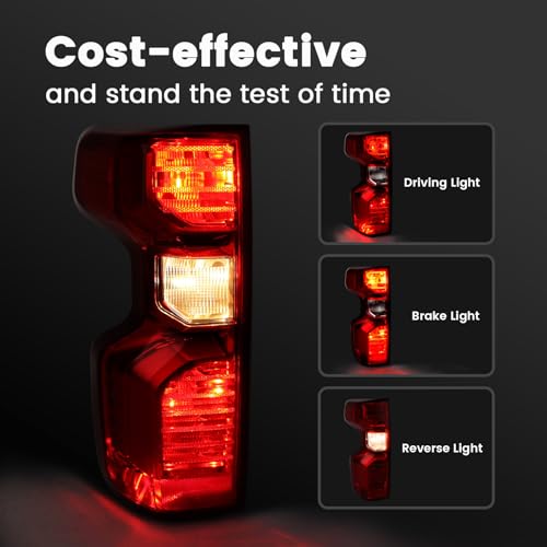 STRECOS Tail Light Compatible With 2019 2020 2021 2022 2023 2024 2025 2026 Chevy Silverado 1500 / 20-23 2500HD 3500HD Halogen Rear Brake Signal Taillights Replacement w/ Bulb & Harness (Left Driver Side) - Image 4