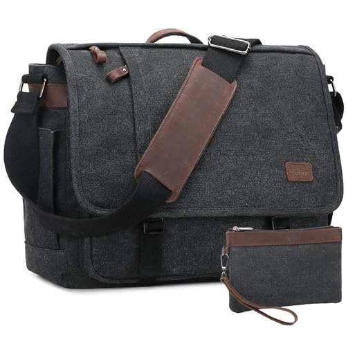 NerIion Nerlion Messenger Bag for Men 17-17.3 Inch Laptop Bag Canvas Water-resistant Computer Bag Shoulder Bag Work Briefcase Bookbag for College (Dark Gray) - Image 1