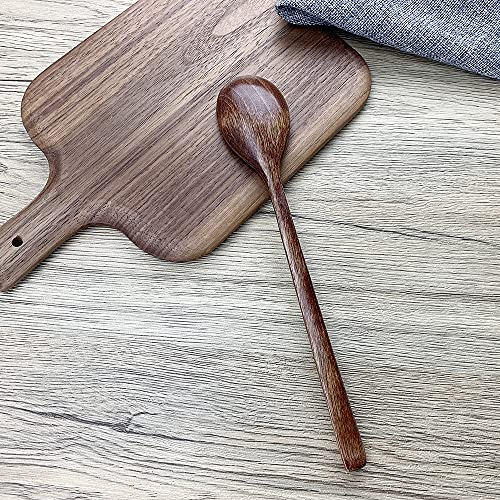 ADLORYEA Wooden Spoons for Eating, ADLORYEA 9 inch Small Wooden Soup Spoon Mixing Stirring Tasting, 6-Piece Dark Brown Wood Spoons for Soup and Korean Food, Eco Friendly Wooden Eating Utensils - Image 3