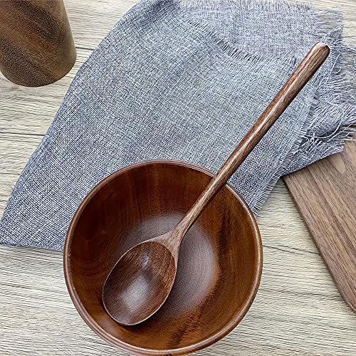 ADLORYEA Wooden Spoons for Eating, ADLORYEA 9 inch Small Wooden Soup Spoon Mixing Stirring Tasting, 6-Piece Dark Brown Wood Spoons for Soup and Korean Food, Eco Friendly Wooden Eating Utensils - Image 4