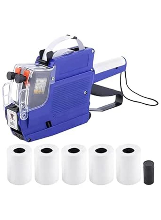 Label Tag Machine Mx 6600 Kit 2 Line 20 Bit 5 Rolls Ink Roller Easy Use Blue - Image 1