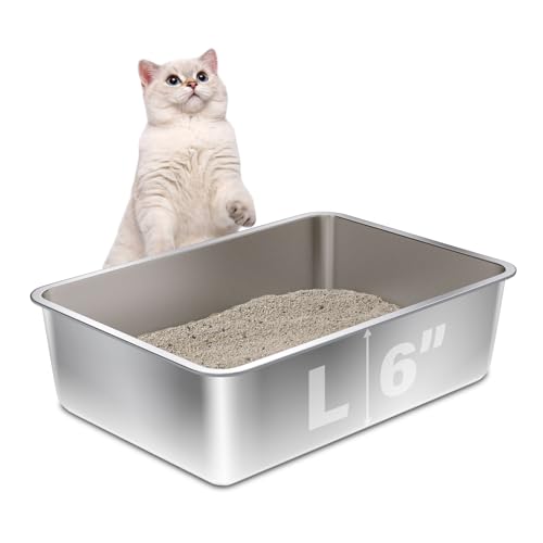 Olacat Stainless Steel Litter Box, 20"x14"x6" Large Metal Cat Litter Box, Easy to Clean, Non Stick No Smell,Steel Litterbox for Adult Cats/Kitty - Image 1