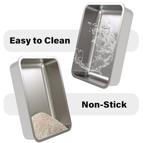 Olacat Stainless Steel Litter Box, 20"x14"x6" Large Metal Cat Litter Box, Easy to Clean, Non Stick No Smell,Steel Litterbox for Adult Cats/Kitty - Image 4