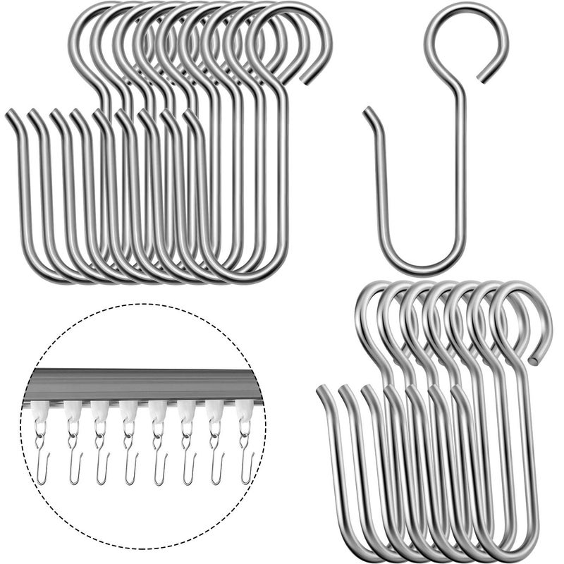 Jetec 120 Pieces Curtain Track Hooks Metal Drapes Curtain Wire Hooks Stainless Steel Small S Hangers for Ceiling Track