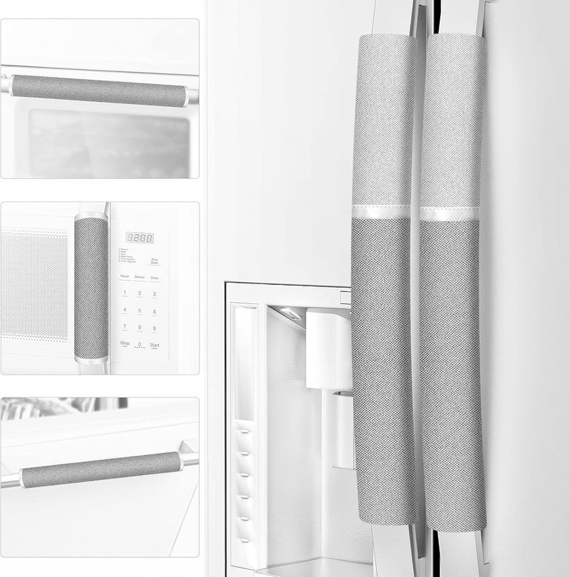 ELCOOR Refrigerator Door Handle Covers,5pcs, Safeguard Your Kitchen and Appliances and Keep Them Clear of Grease, Stains etc. Upgrade Your Kitchen Decor with Original Design,Timesaver! (Grey/Platinum) - Image 1