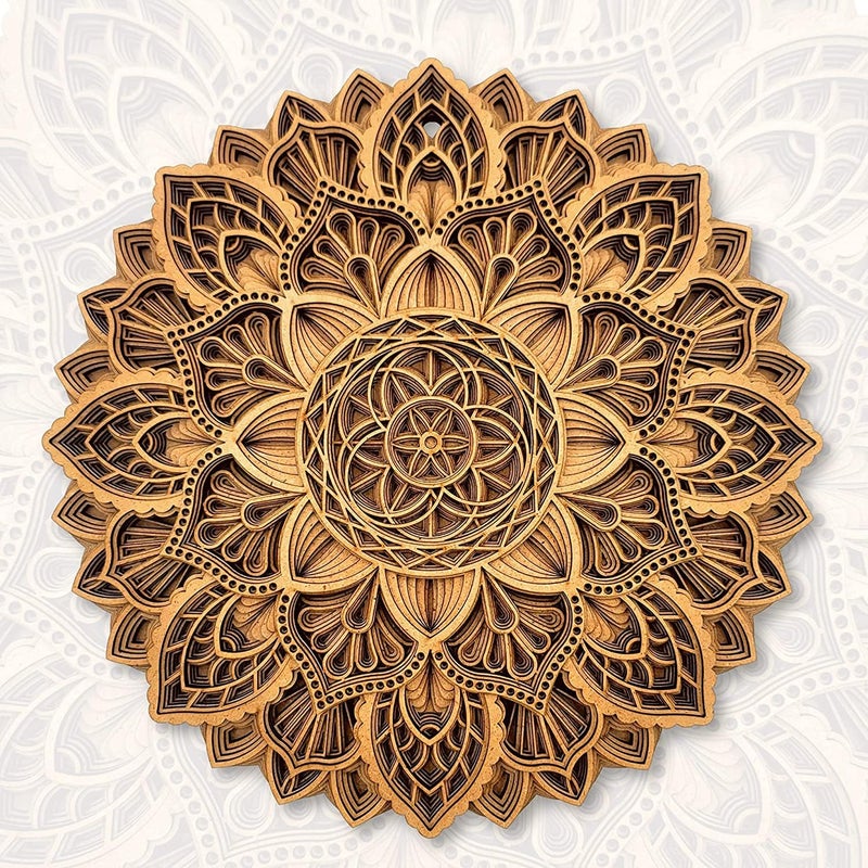 Gloridec ديكور حائط ماندالا دائري متعدد الطبقات بتقنية الليزر 3D من غلوريديك - Image 1