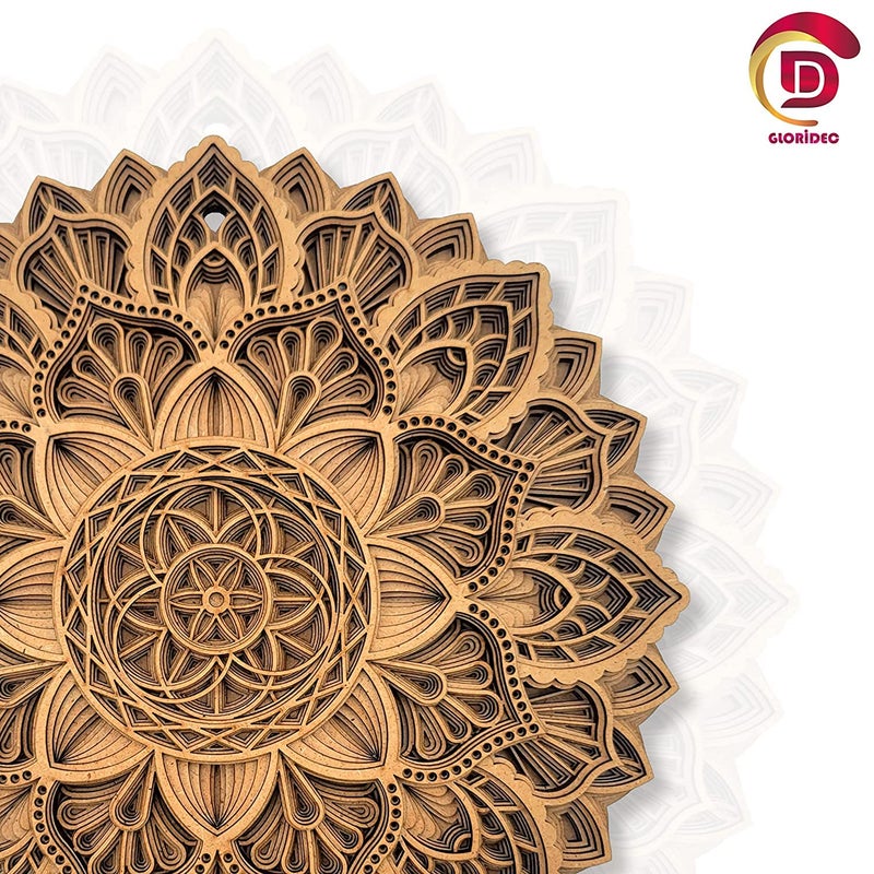 Gloridec ديكور حائط ماندالا دائري متعدد الطبقات بتقنية الليزر 3D من غلوريديك - Image 5