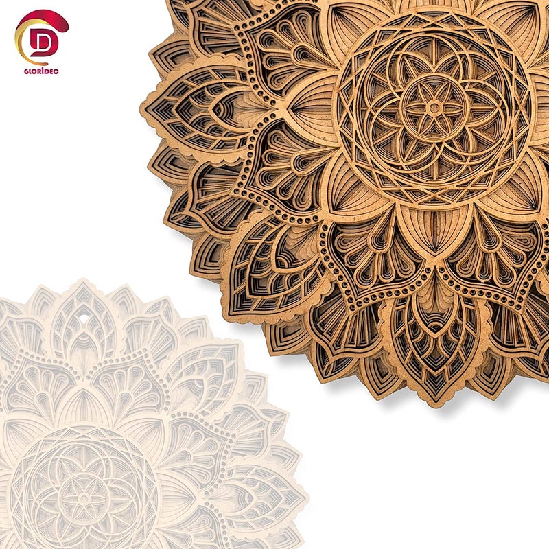 Gloridec ديكور حائط ماندالا دائري متعدد الطبقات بتقنية الليزر 3D من غلوريديك - Image 4