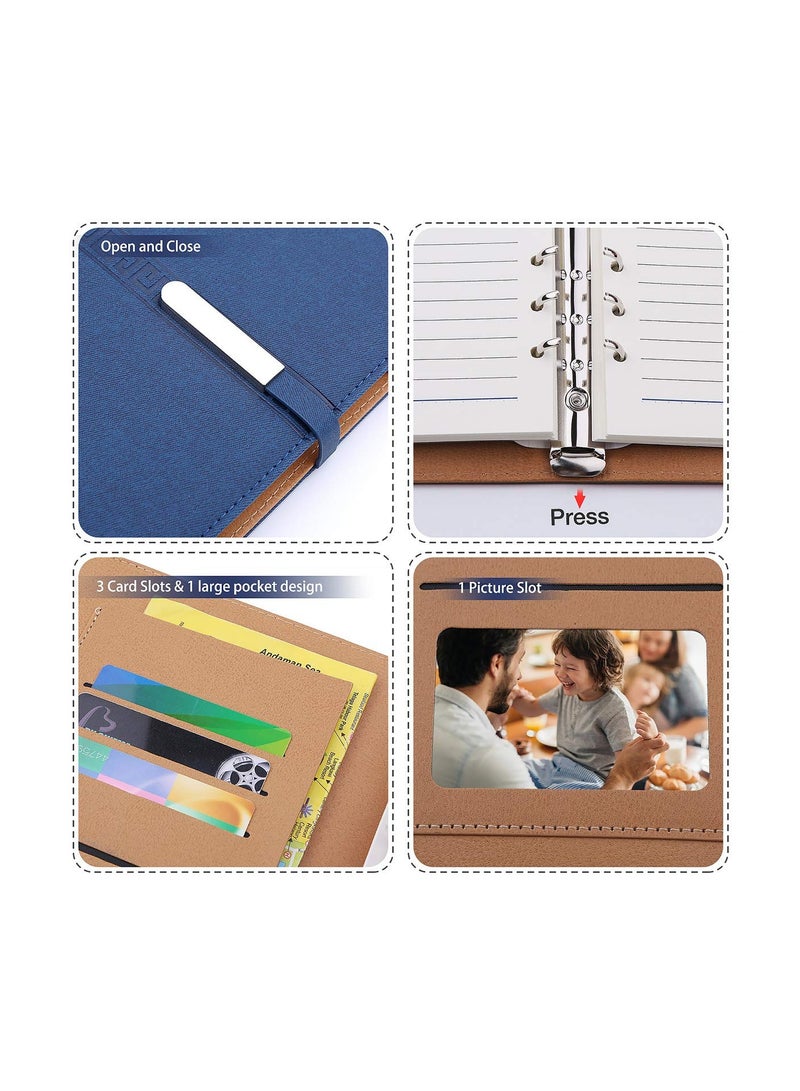 PU Leather A5 Notebook with 160 Thick Pages, Refillable Loose Leaf, Classic Lined Design, Includes Pocket and Pen Holder, Ideal for Business, Memo, and Sketching (with Pen) - Image 2