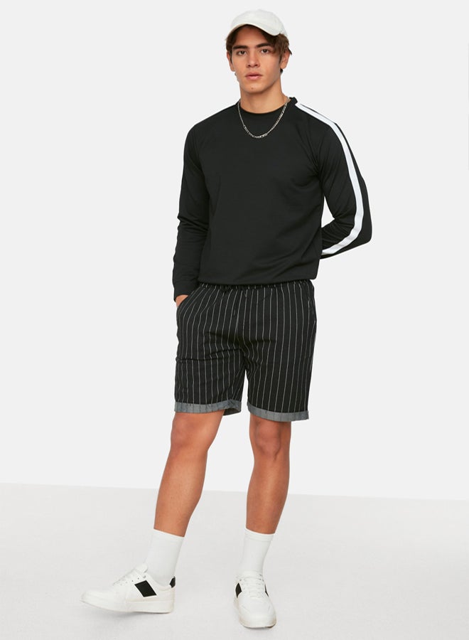 trendyol Black Regular Mid-Length/Normal Cut Striped Shorts  - Image 1