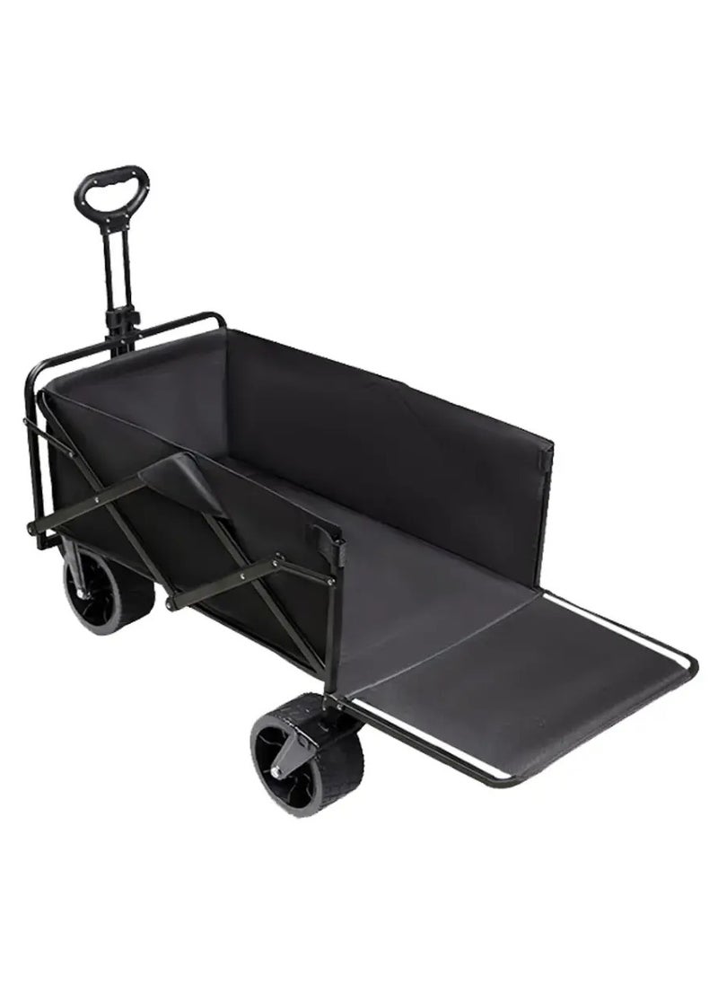 GREEN LION Foldable Wagon Cart 250 / Wear Resistant /Camping Friendly / Foldable Design / All-Terrain Wheels / Adjustable Handlebar / 250kg Load / Durable Steel Pipe Wagon - Black  - Image 1