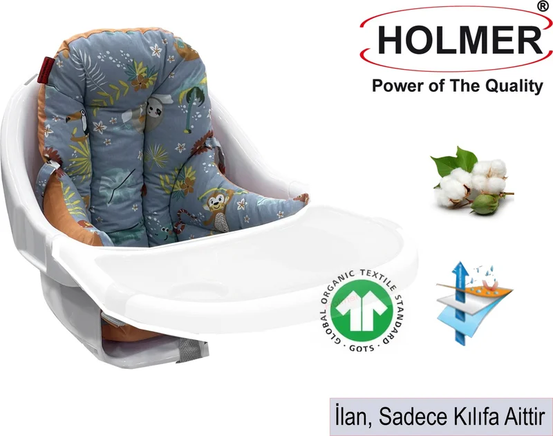 Holmer Stain Resistant Organic High Chair Cushion & Cover Md