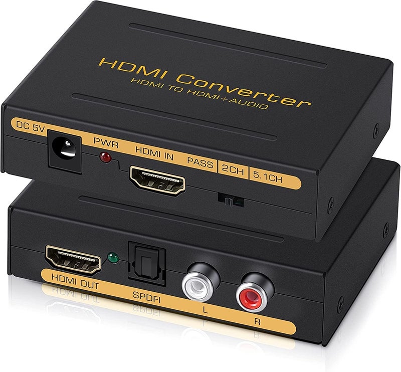 Microware HDMI Audio Extractor Splitter to Optical TOSLINK SPDIF + Digital Analog RCA L/R Stereo Converter Adapter - 4K@30Hz 1080P Full HD 3D Support - Image 1