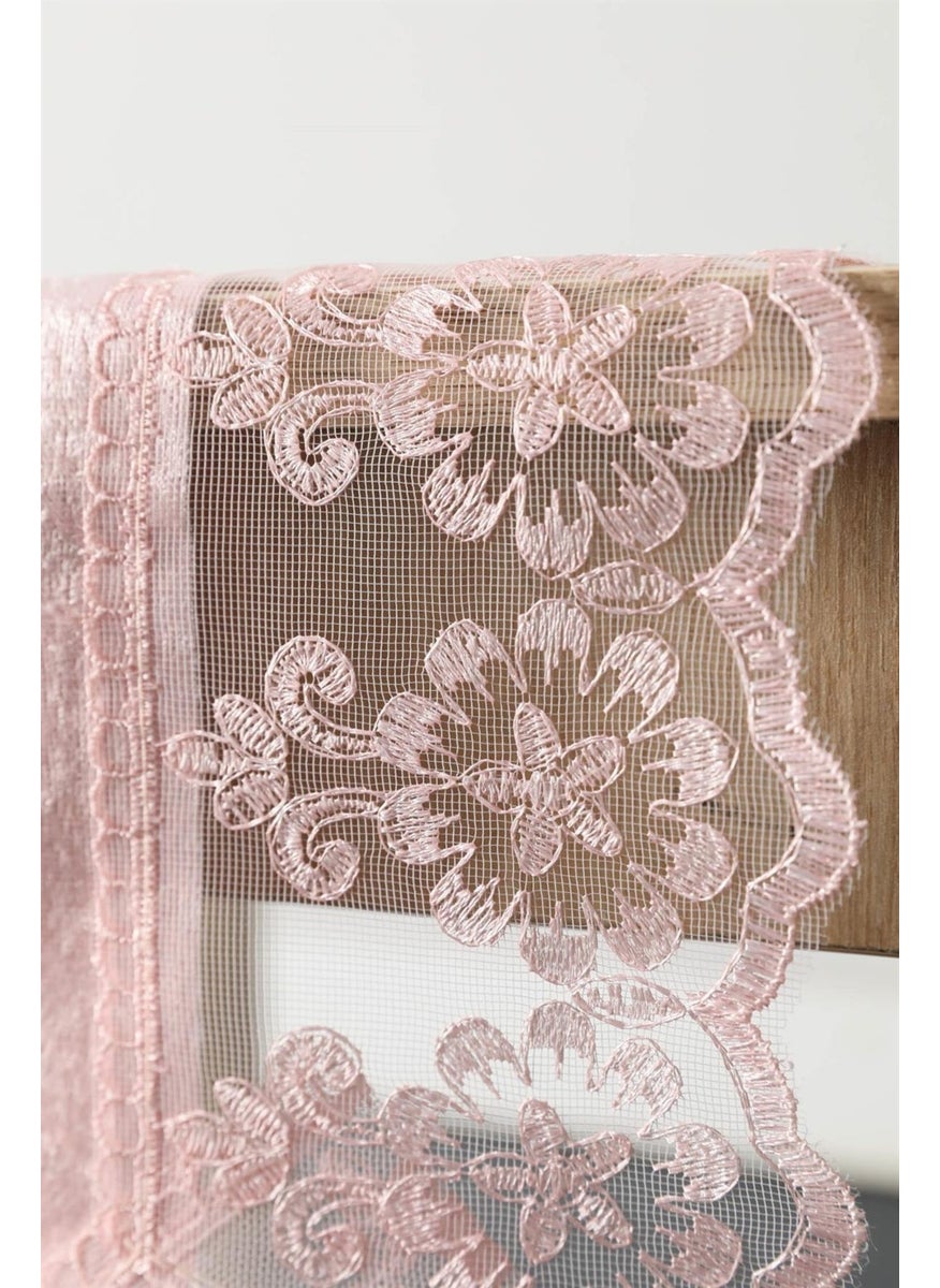 Favora - Fatih Guipure Velvet Runner - Pink - Image 1