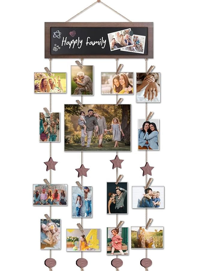 The Bros لوحة صور معلقة، إطار زخرفي خشبي، إطار عرض صور زخرفي DIY، إطار صور معلق بحبل، لغرفة النوم، غرفة المعيشة، السكن الجامعي، إلخ - Image 1