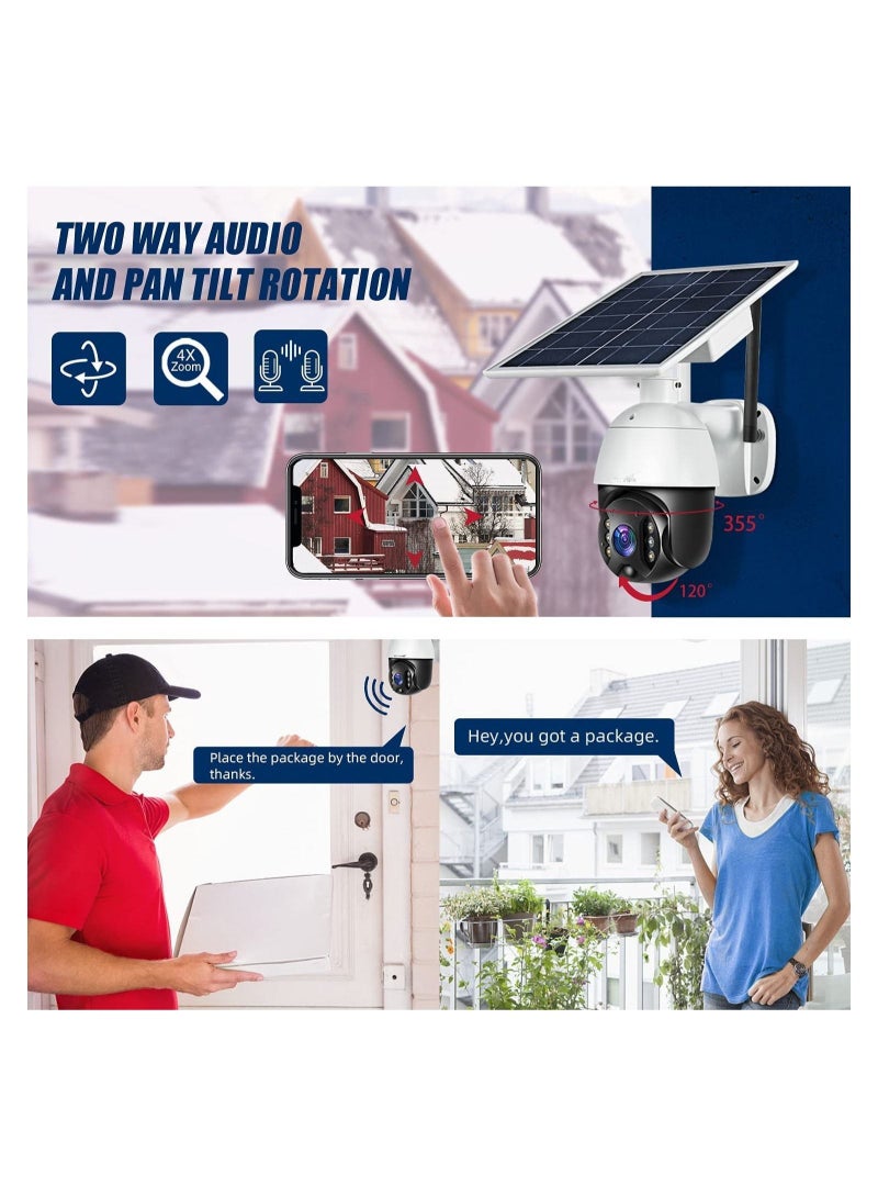 Generic Outdoor Security Camera, Solar Powered Battery WiFi Camera Wire Free Outdoor 1080P Pan Tilt Wireless Camera PIR Motion 2 Way Audio Night Vision Cloud Storage  - Image 3